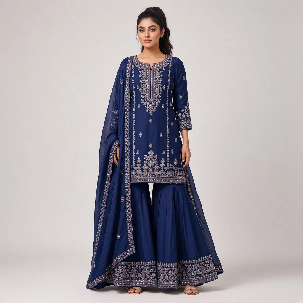 Magenta Sharara Suit
