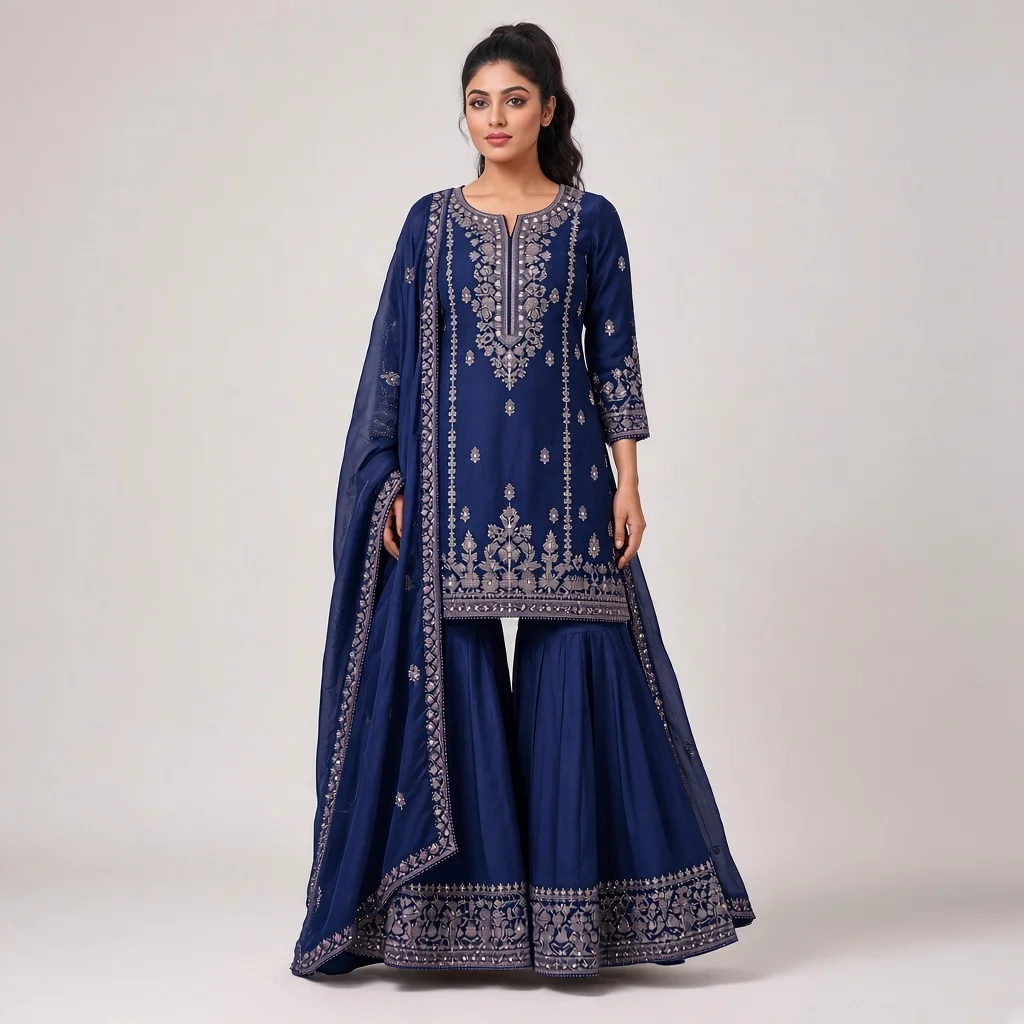 Magenta Sharara Suit