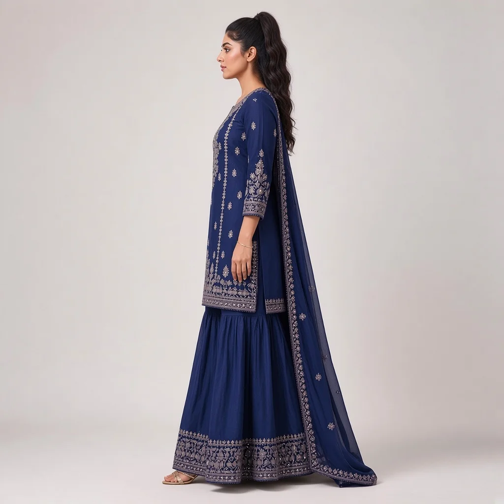 Magenta Sharara Suit