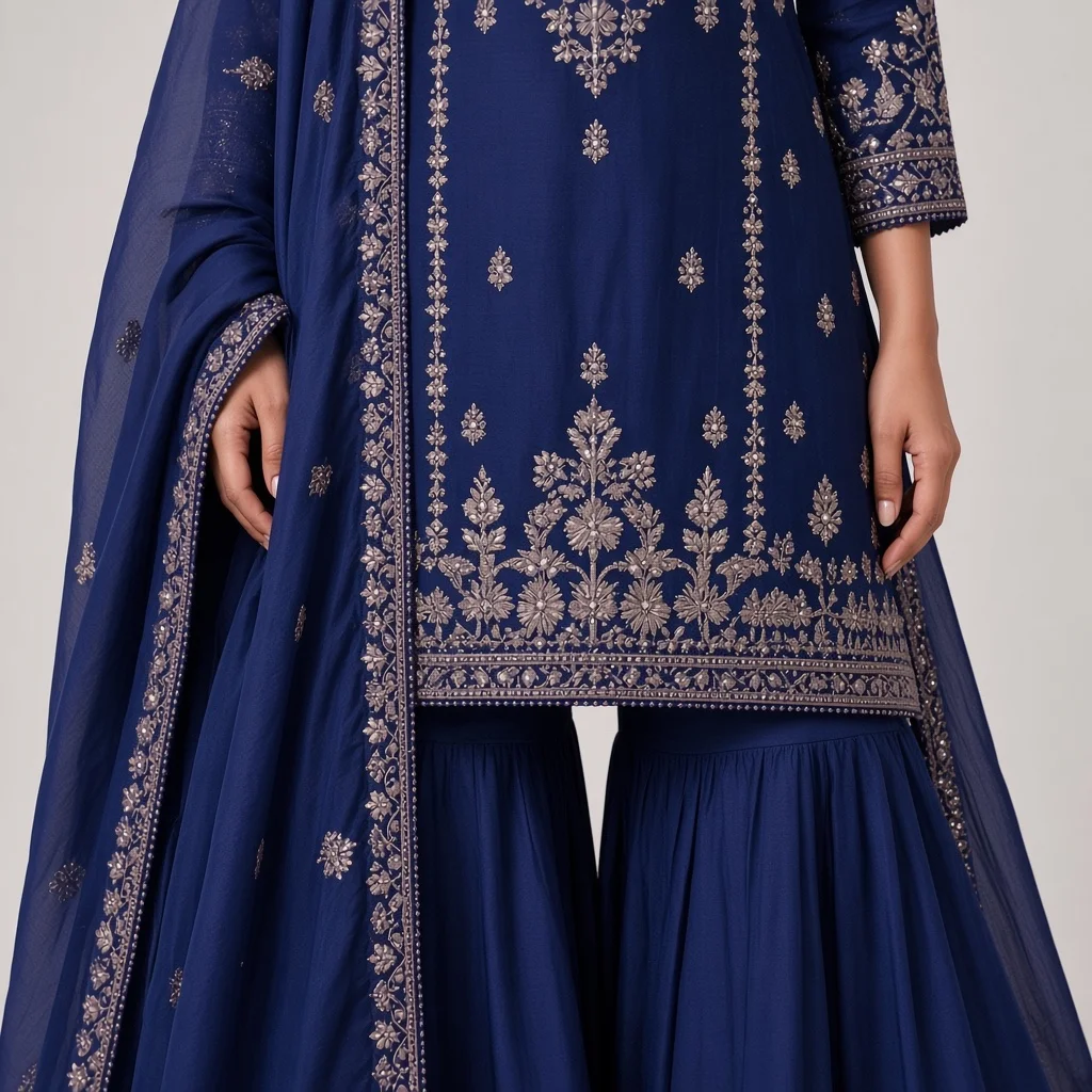 Magenta Sharara Suit