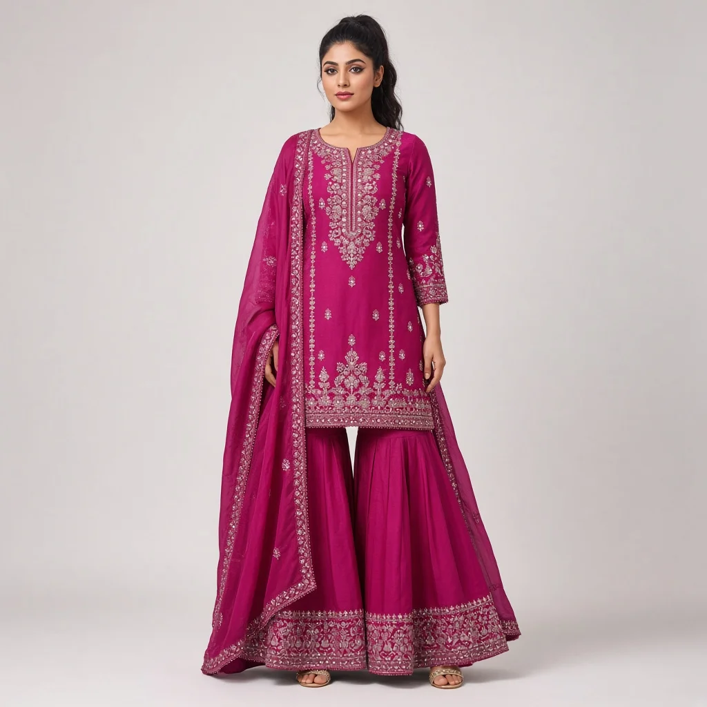 Magenta Sharara Suit