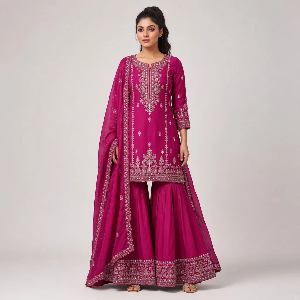 Magenta Sharara Suit