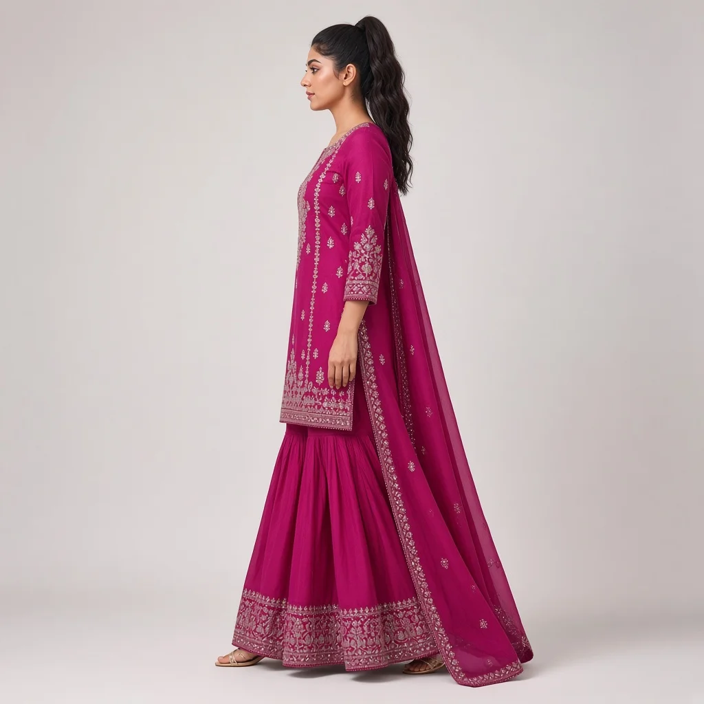 Magenta Sharara Suit
