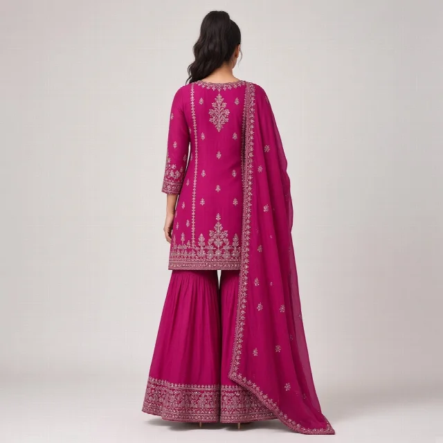 Magenta Sharara Suit