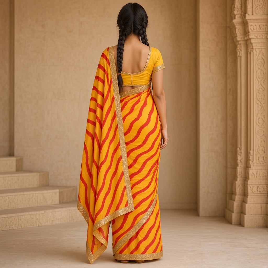 Marigold Leheriya Saree
