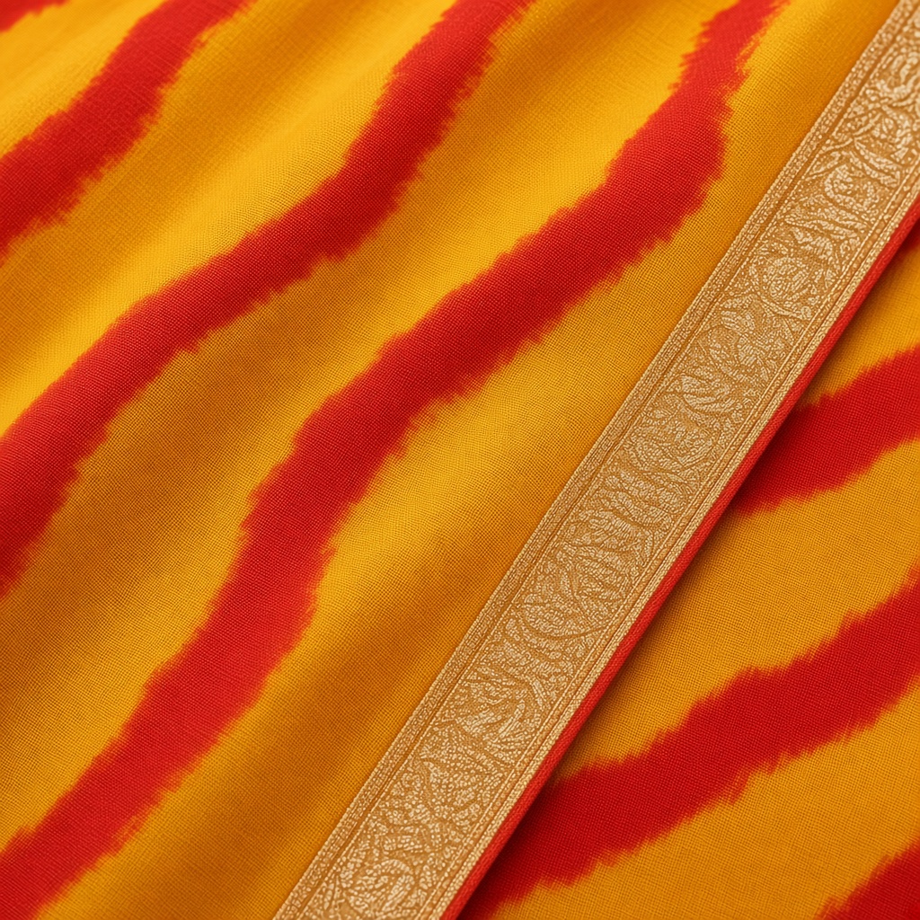 Marigold Leheriya Saree