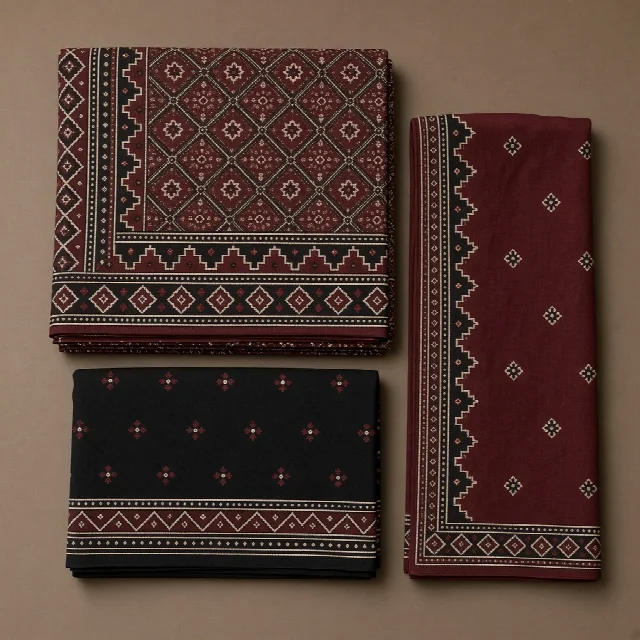 Maroon Ajrakh Dress Material