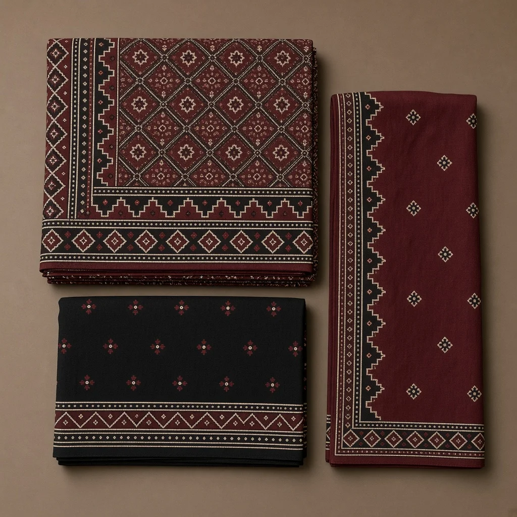 Maroon Ajrakh Dress Material