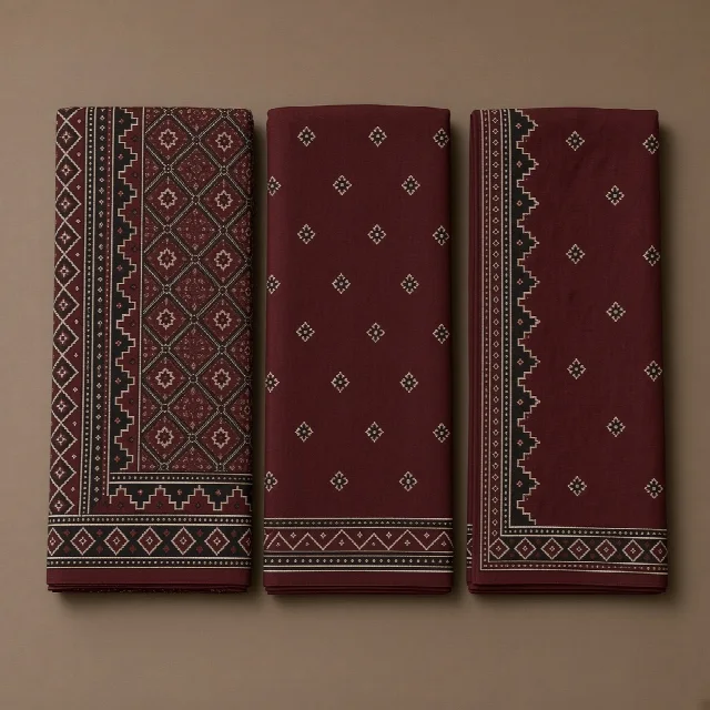 Maroon Ajrakh Dress Material