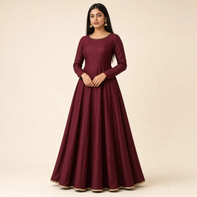 Maroon Anarkali Floor Gown
