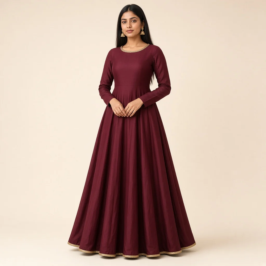 Maroon Anarkali Floor Gown
