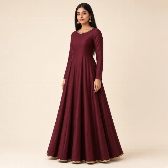 Maroon Anarkali Floor Gown