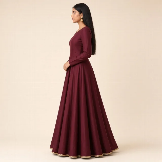 Maroon Anarkali Floor Gown