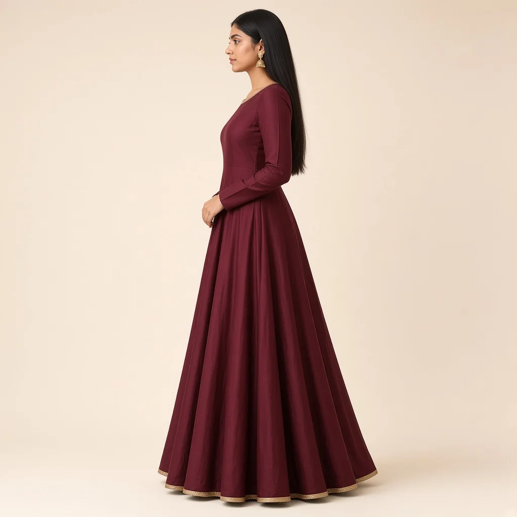 Maroon Anarkali Floor Gown