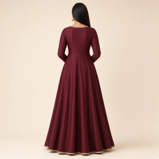 Maroon Anarkali Floor Gown