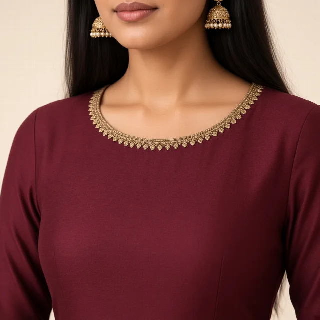 Maroon Anarkali Floor Gown