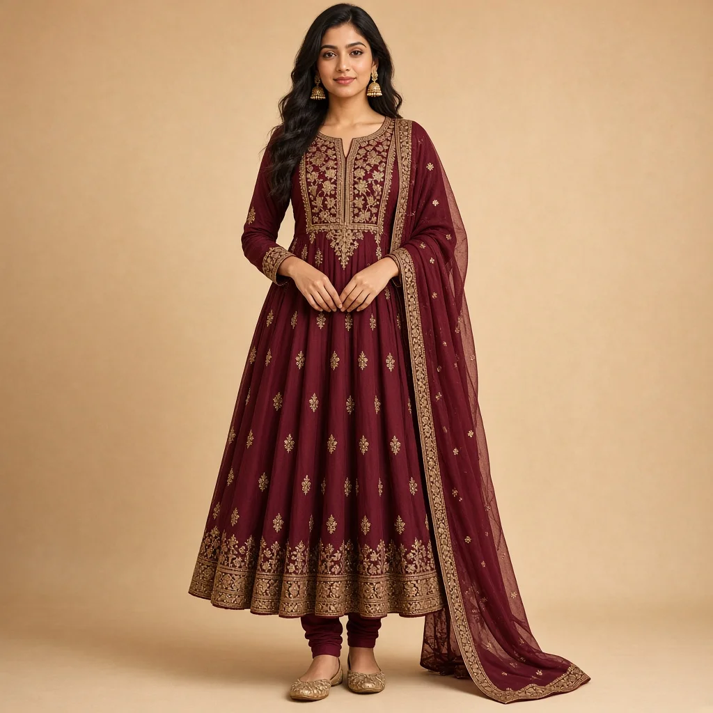 Maroon Anarkali Salwar Suit