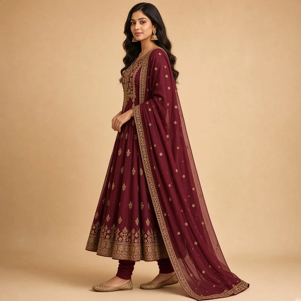 Maroon Anarkali Salwar Suit