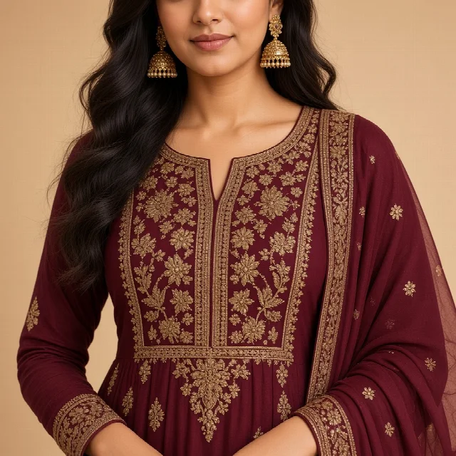 Maroon Anarkali Salwar Suit