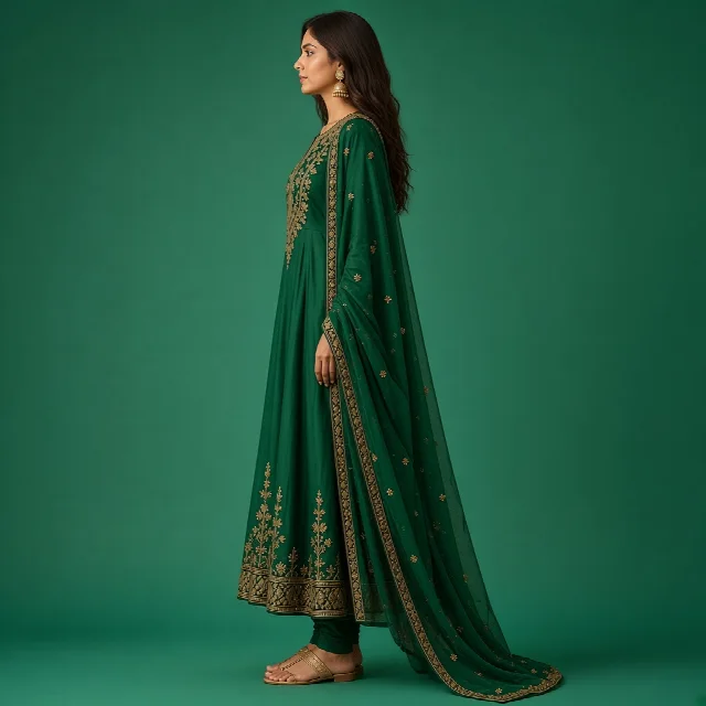 Maroon Anarkali Suit Set thumbnail
