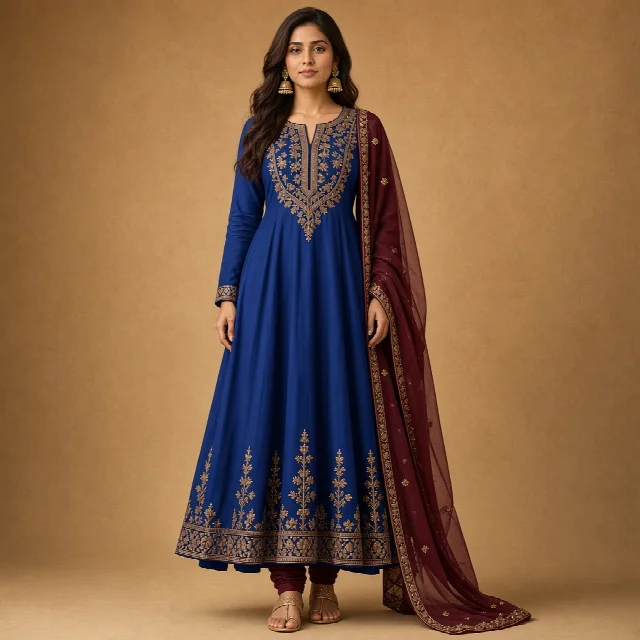 Maroon Anarkali Suit Set thumbnail
