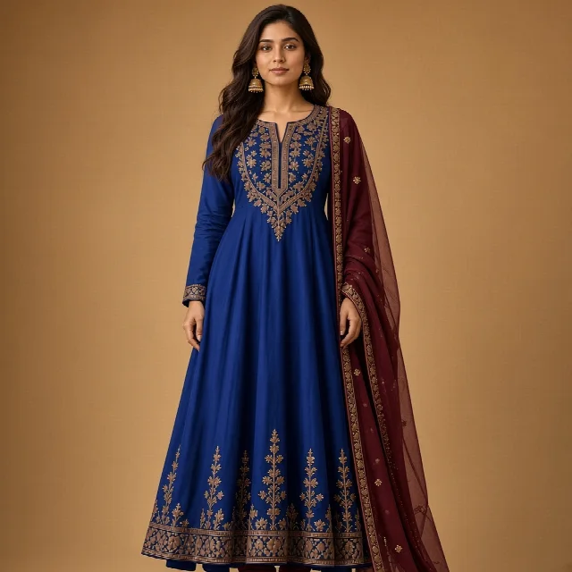 Maroon Anarkali Suit Set thumbnail