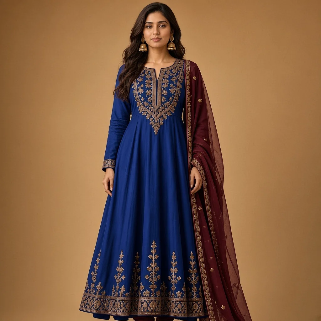 Maroon Anarkali Suit Set