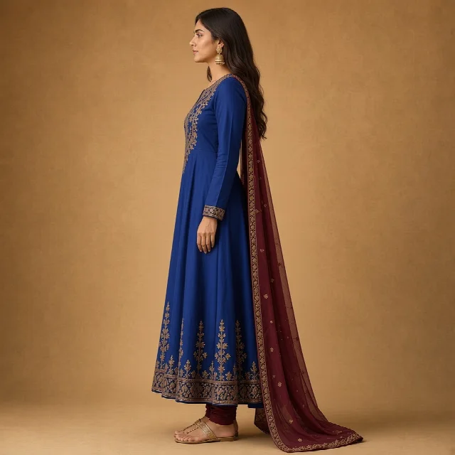 Maroon Anarkali Suit Set thumbnail