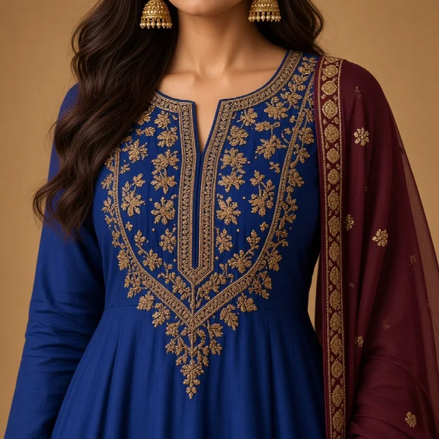 Maroon Anarkali Suit Set thumbnail