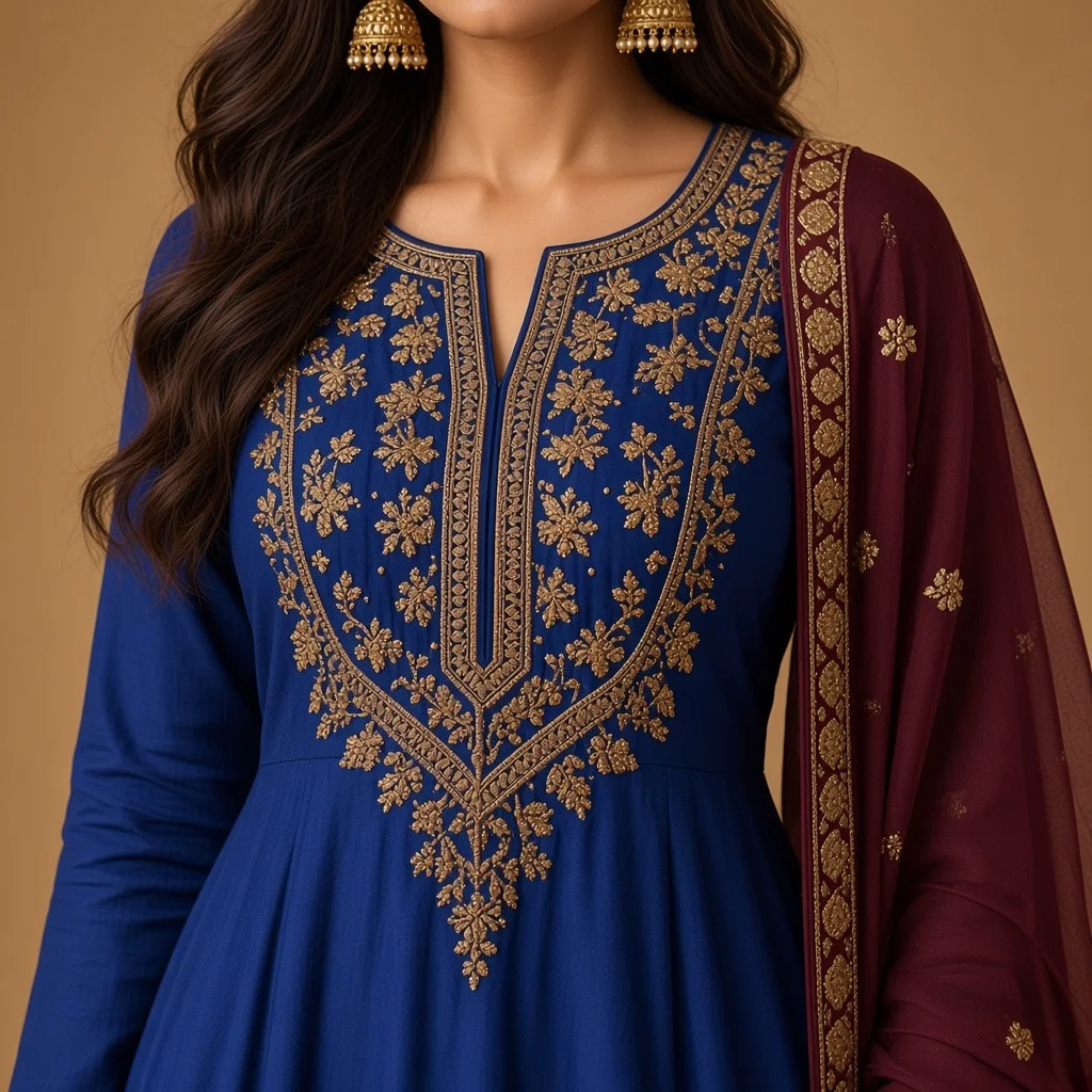 Maroon Anarkali Suit Set