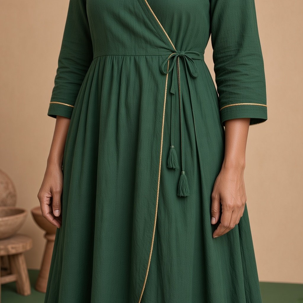 Maroon Angrakha Tie Kurti