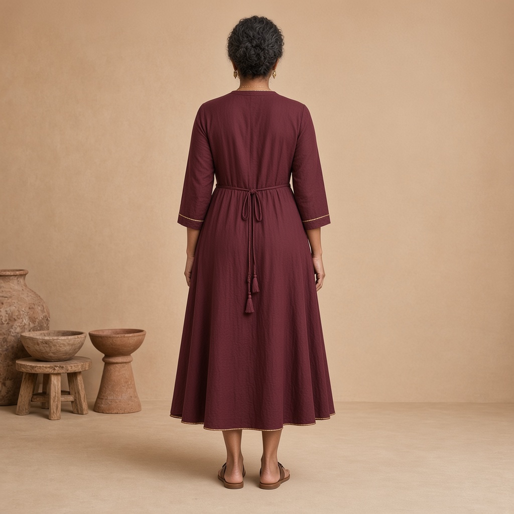 Maroon Angrakha Tie Kurti