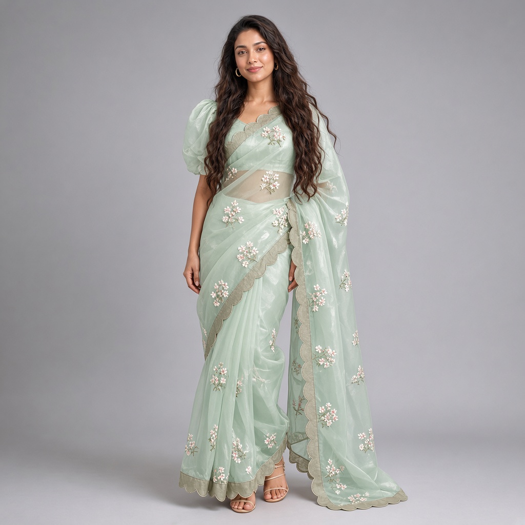 Meadow Floral Organza Saree