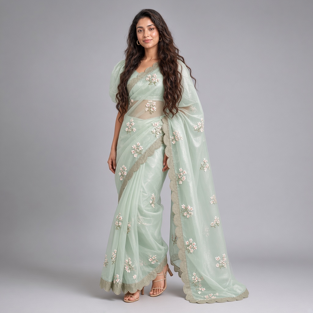 Meadow Floral Organza Saree