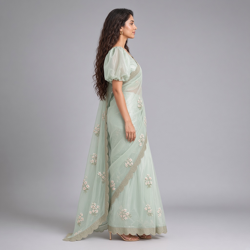 Meadow Floral Organza Saree