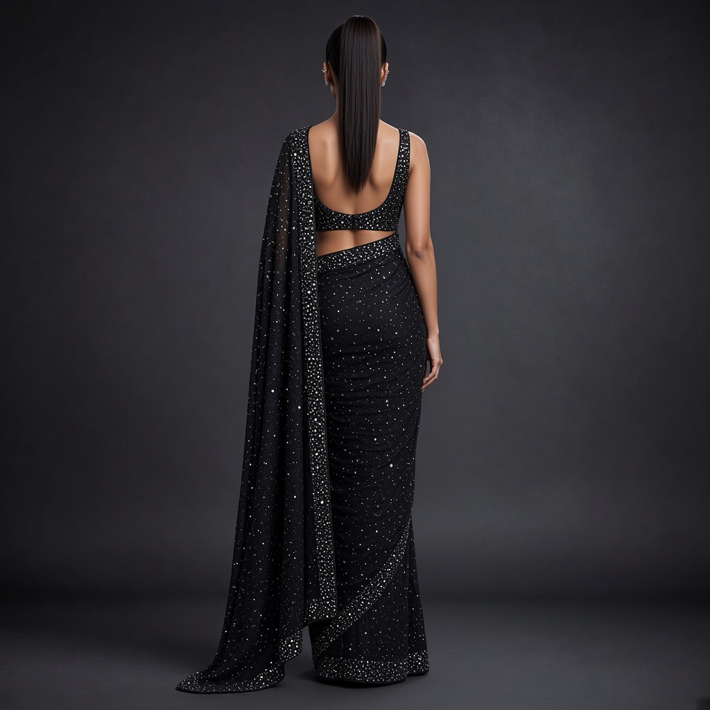 Midnight Sequin Party Saree