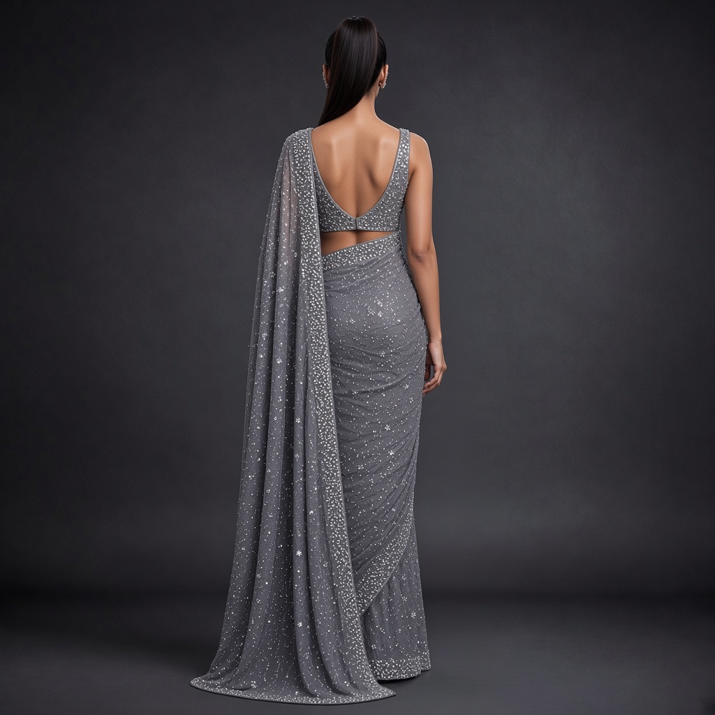Midnight Sequin Party Saree