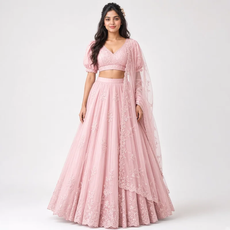 Mist Garden Pastel Embroidered Lehenga