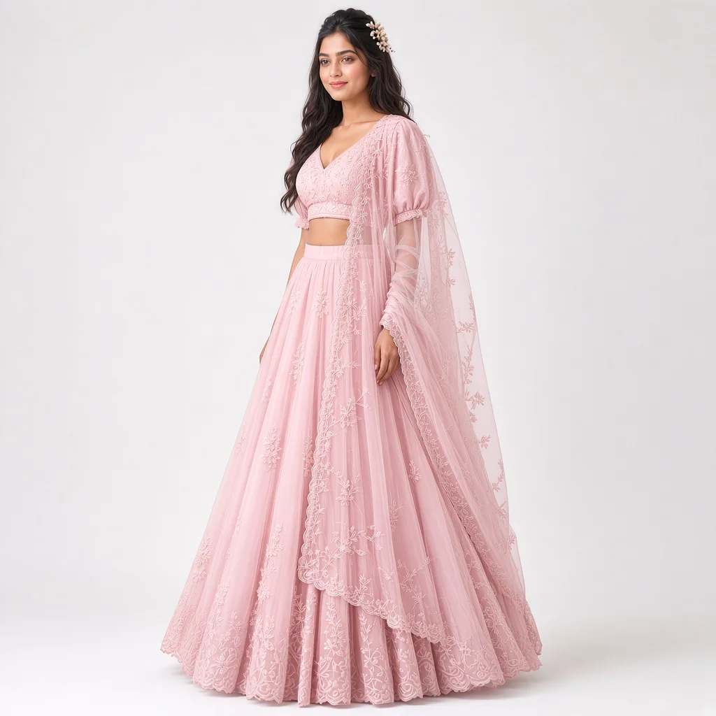 Mist Garden Pastel Embroidered Lehenga