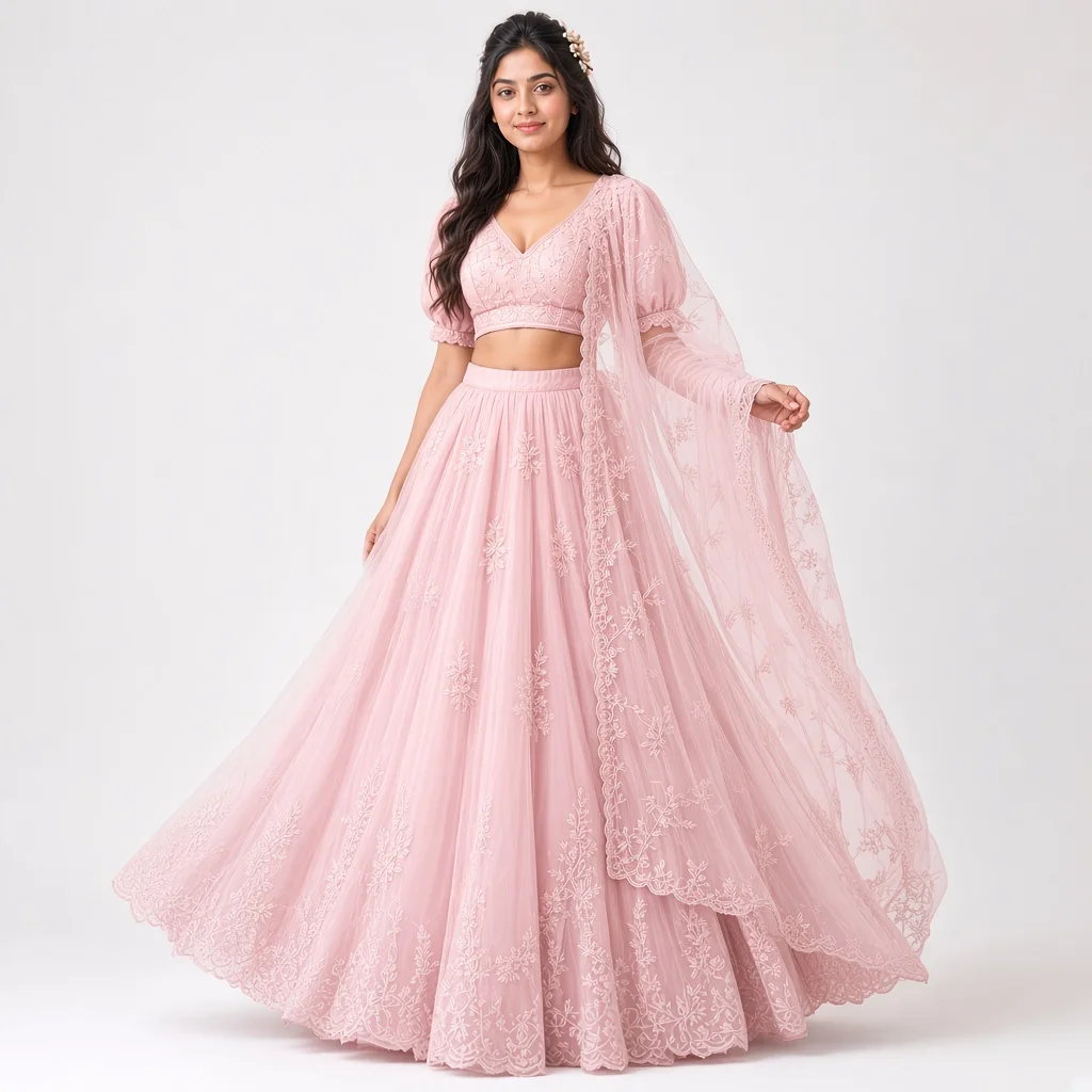 Mist Garden Pastel Embroidered Lehenga