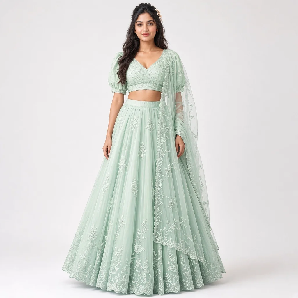 Mist Garden Pastel Embroidered Lehenga