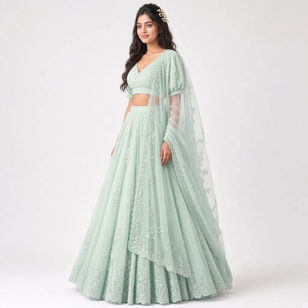 Mist Garden Pastel Embroidered Lehenga