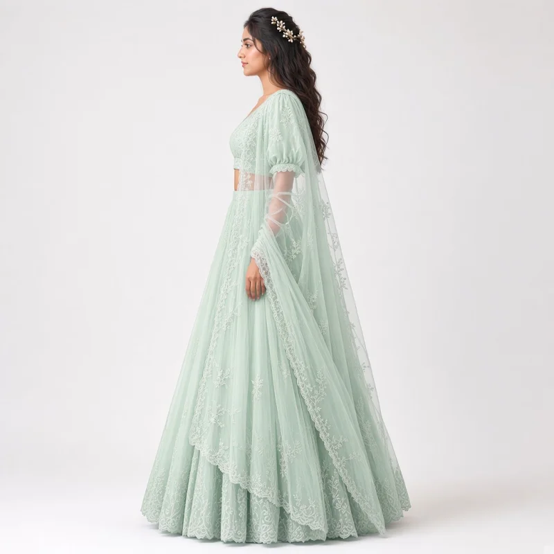 Mist Garden Pastel Embroidered Lehenga thumbnail