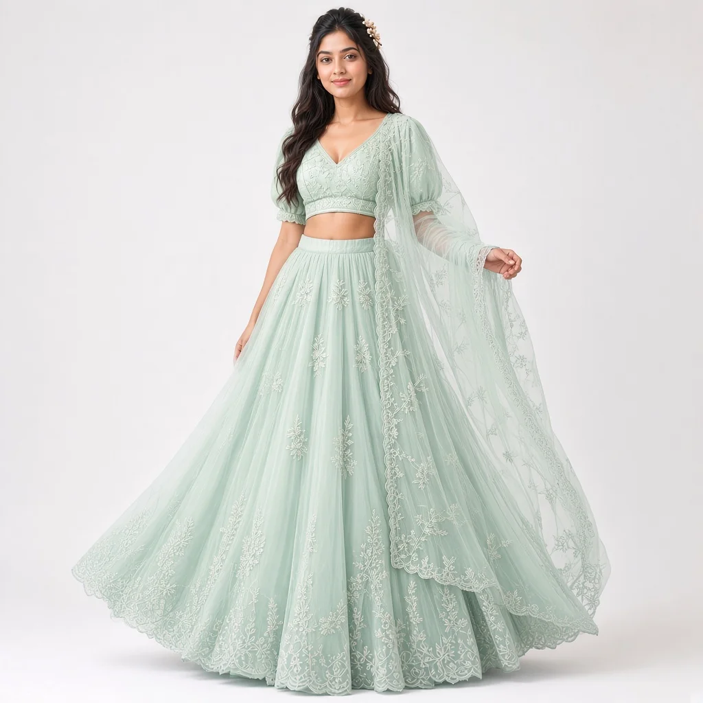 Mist Garden Pastel Embroidered Lehenga