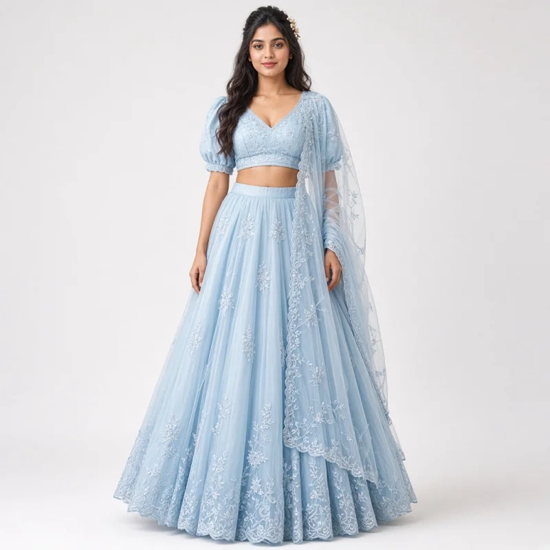 Mist Garden Pastel Embroidered Lehenga
