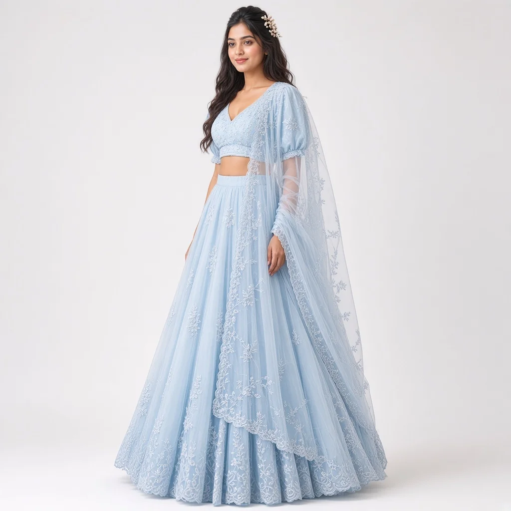 Mist Garden Pastel Embroidered Lehenga