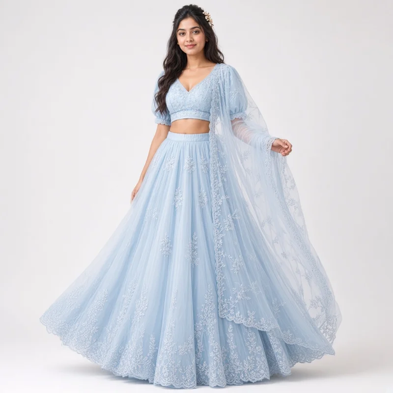 Mist Garden Pastel Embroidered Lehenga