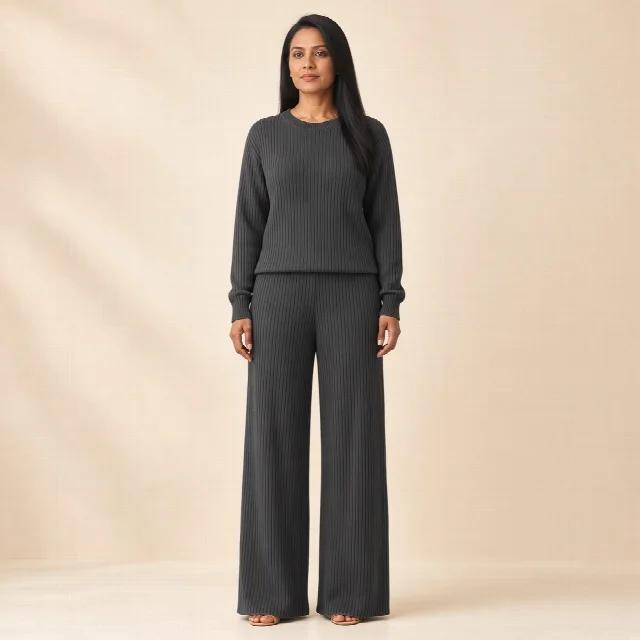 Mocha Ribbed Knit Co-ord Set
