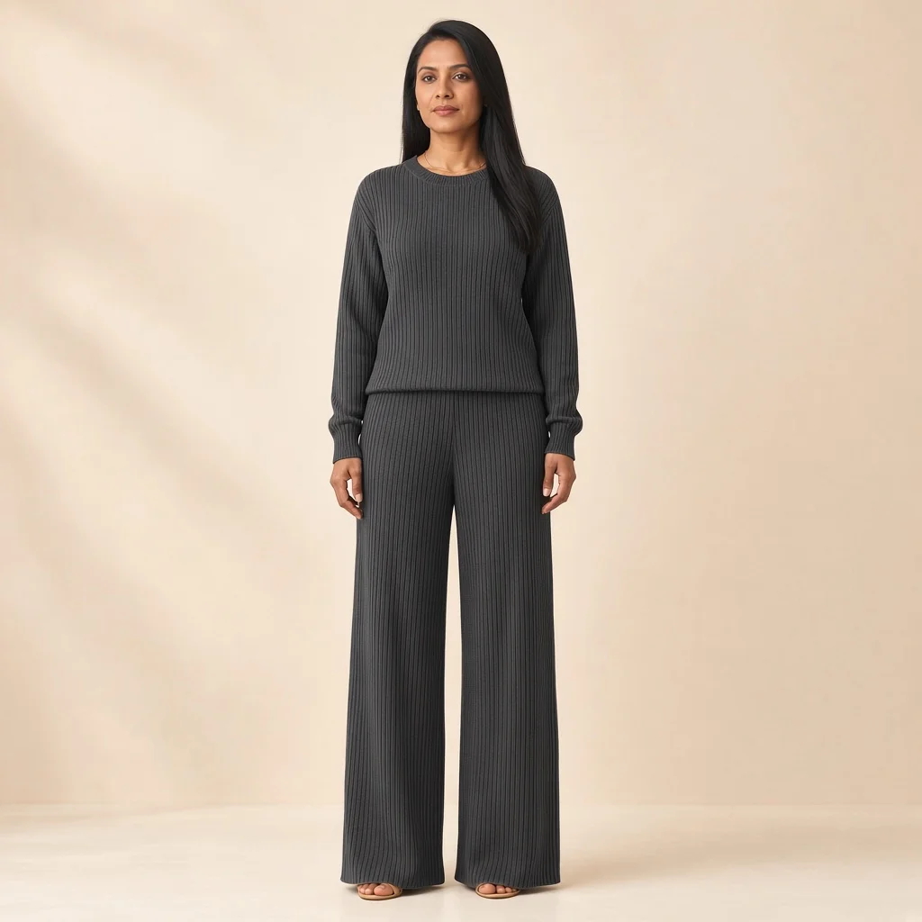 Mocha Ribbed Knit Co-ord Set