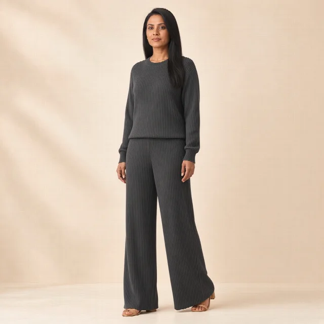 Mocha Ribbed Knit Co-ord Set